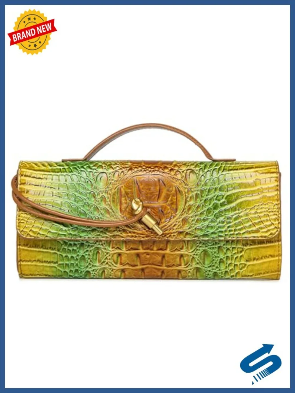 Trendy Women Crocodile Evening Clutch Purse Crossbody Shoulder Handbag Vegan